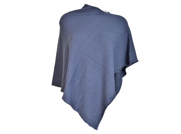 Dame Poncho ensfarget 60x60 jeansblå 
